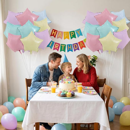 TONIFUL 15 Pack Pastel Colorful Star Foil Balloons | 18 Inch Mylar Star Shaped - Image 5