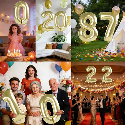 40 Inch Number 87 Balloons for 87th Birthday Party Decorations, 0-100 Champagne - Image 7