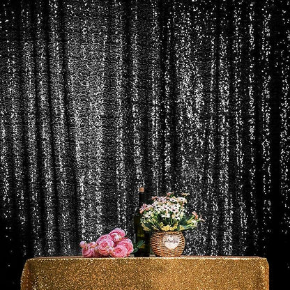 JYFLZQ Black Sequin Backdrop Curtains 4ft x 8ft 2 Panels Glitter Photo Booth - Image 4