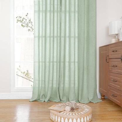 YoungsTex Sage Green Linen Curtains 68 Inch Length - Image 8