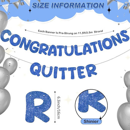 Fulmoon Pre Strung Congratulations Quitter Glitter Banner Funny Retirement - Image 2
