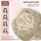LEEONS Hair Topper for Women - Short Bob with Bangs & Side Part - Synthetic Wig Topper for Thinning Hair - Short Straight Bob - Ivory Blonde