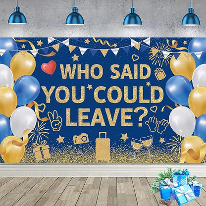 Blue Gold Who Said You Could Leave Backdrop Banner Photography Background by SMENGGIL
