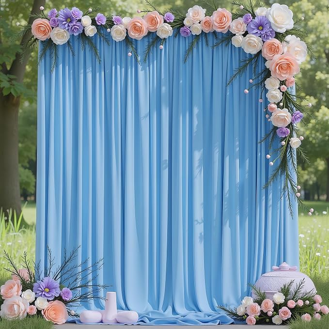 Blue Backdrop Curtain for Wedding Parties Backdrop Drapes 10x8FT | Wrinkle Free by Wokceer
