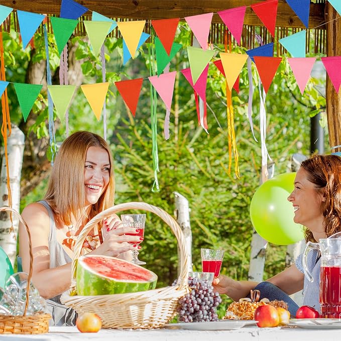 HESTYA 42 Pieces Colorful Pennant Banner Flag Multicolor Bunting Triangle - Image 5