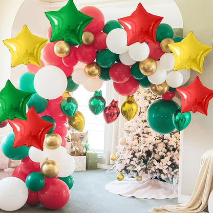 Red Green Gold Star Foil Balloons, 18 Inch Large Metallic Stars Balloons Helium - Image 5