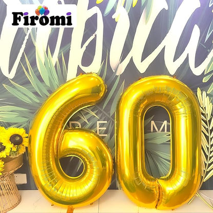 FIROMI 60 Number Balloons Gold Big Foil Mylar 60th Balloon Numbers 40-inch | - Image 4