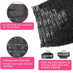 24 Inch Seamless Kinky Straight Clip Ins Hair Extensions PU Weft Kinky Straight Clip In Hair Extensions Real Human Hair Extensions 8pcs with 18Clips Per Set 120g