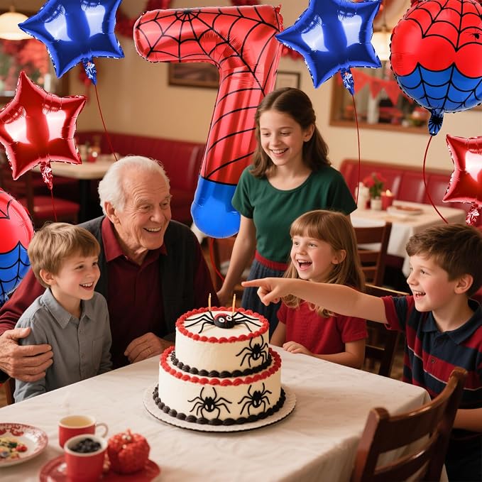 40 Inch Spider Theme Number Balloon, Number Block Foil Number 7 Balloons Large - Image 7