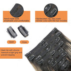 FB27 Balayage Clip In Hair Extensions Real Human Hair Straight Highlight Clip ins for Black Women 8Pcs with 18Clips 120g 20inch #T1B/1B/27 Balayage Black to Blonde