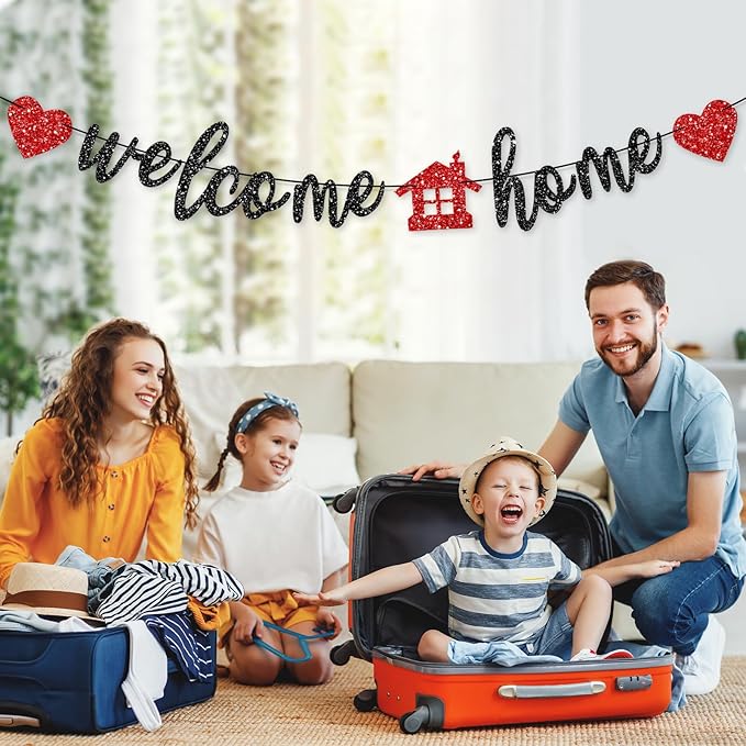 Pre-Strung Welcome Home Banner, Real Glitter Welcome Home Sign Decorations - Image 3