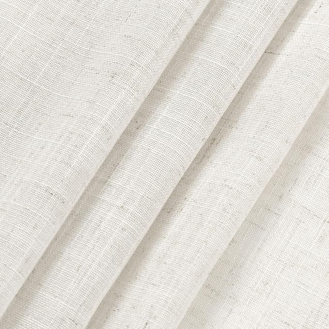 Extra Long Beige White Linen Curtains 126 Inch - Image 8