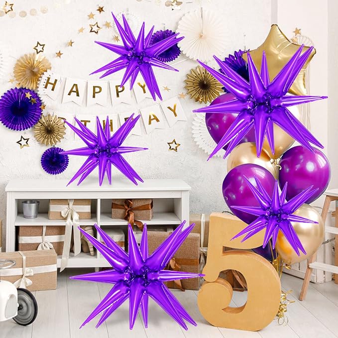 10 Pcs Star Balloons Explosion Balloons Foil Cone Balloon Magic - Image 3