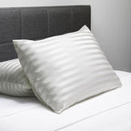 Fishers Finery 25mm 100% Pure Mulberry Silk Pillowcase Set (White Stripe Queen 2 Pack)