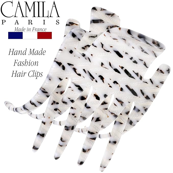 Camila Paris CP3474 French Hair Clip for Women, Hand-Made Hair Side Clips, 3 inch Girls Hair Claw Clips Jaw Fashion Durable Styling Hair Accessories for Women, Strong Hold No Slip Grip, Made in France