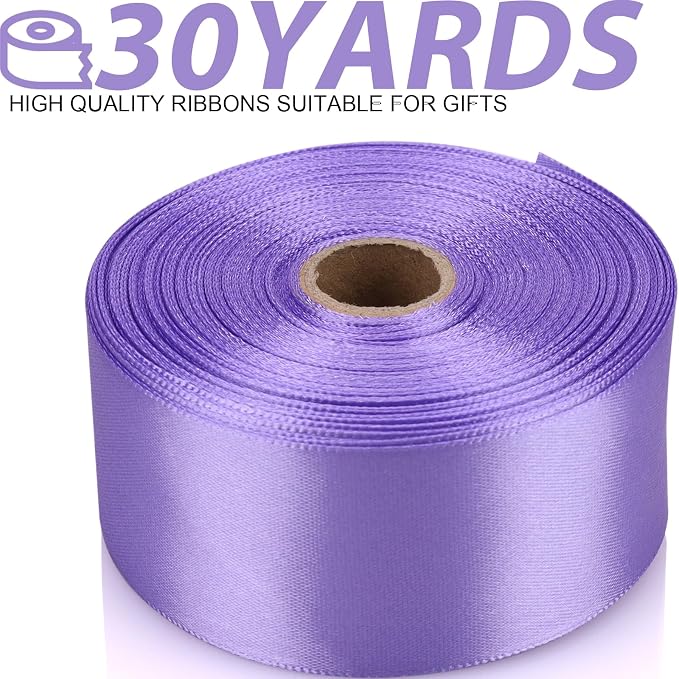 1-1/2 Inch 30 Yards Light Purple Solid Satin Ribbon - Image 2