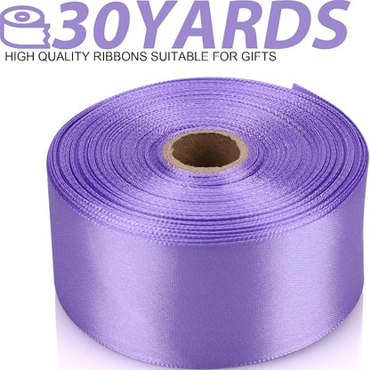 1-1/2 Inch 30 Yards Light Purple Solid Satin Ribbon - Image 2