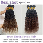 Ombre Bundles Human Hair Water Wave Chestnut Brown Ombre Water Wave Bundles T1B/2/30 Color 100% Real Human Hair Wavy Sew in Weft Weave 22 24 26 Inch