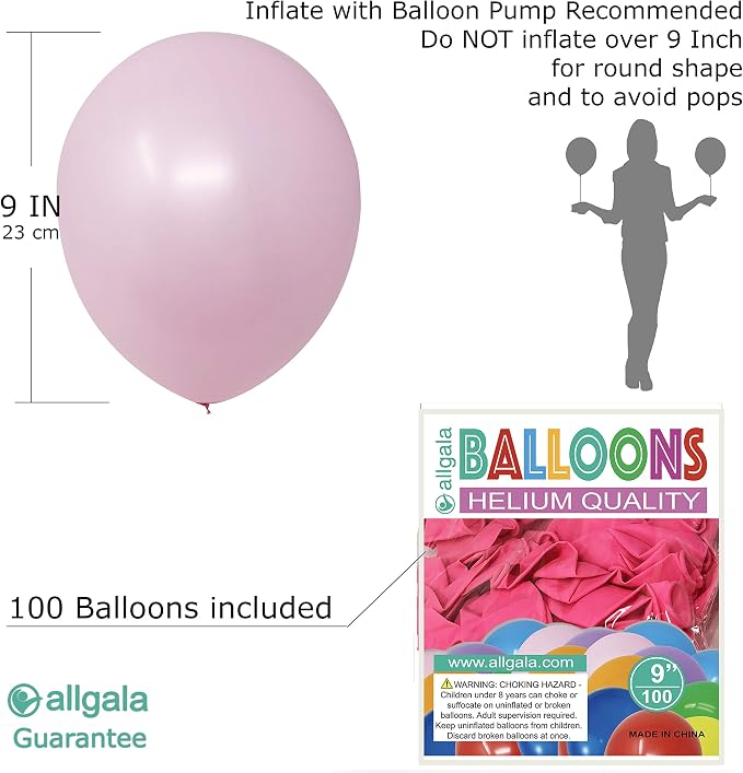 Allgala 100 Count 9 Inch Helium Grade Premium Latex Balloons - Image 2