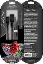 Silver Brush Limited WC-3202S Black Velvet Professional Watercolor Set, Set of 4, Size 8 Round, Size 8 Script Liner, Sizes 3/4 and 1 Inch Flat Wash Paintbrushes, Short Handle