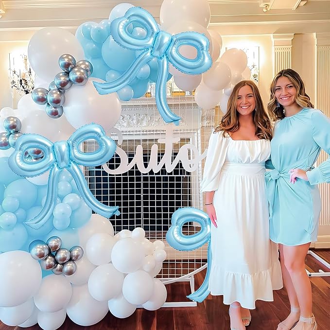 4 Pcs Blue Bow Balloons Bow Birthday Party Decorations - Image 5