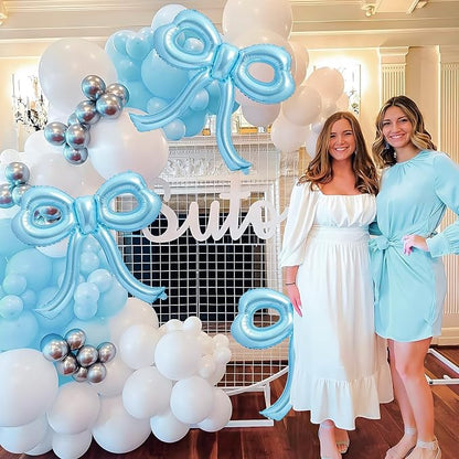 4 Pcs Blue Bow Balloons Bow Birthday Party Decorations - Image 5