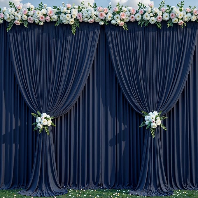 10 Panels Navy Blue Backdrop Curtains - Image 4