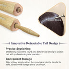 SUNBIRD Small Round Brush for Blow Drying - Wood Handle Professional Blowout Brush with Aluminium Ceramic Ionic Thermal Barrel for Smooth Hair, Volume & Heat Curly Styling (Outer Diameter1.7Inch)