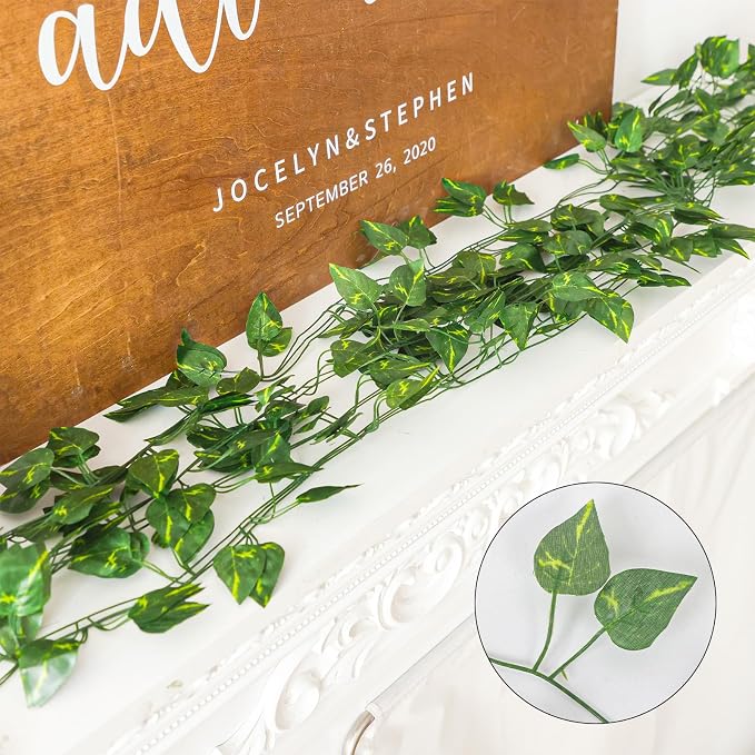 CEWOR 48 Pack 7 Feet Artificial Ivy Garlands, Fake Vines Greenery Hanging - Image 3