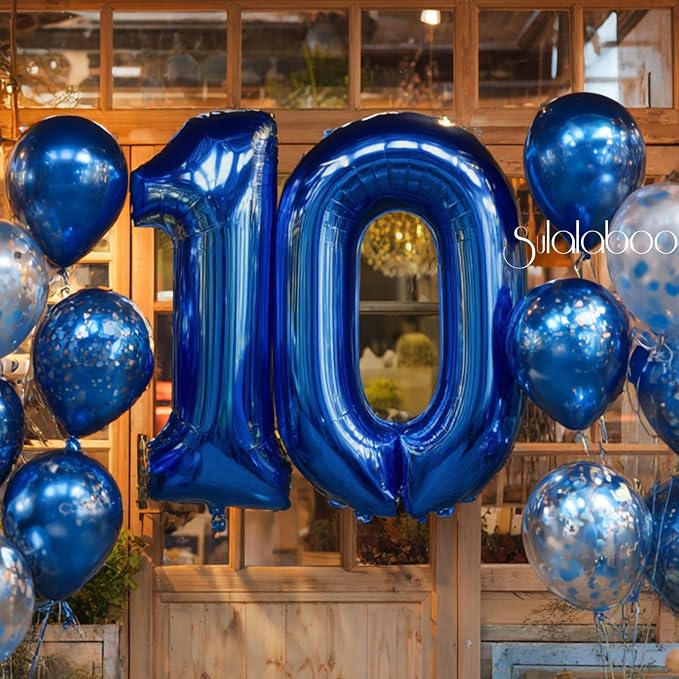 40 Inch Navy Blue Big Number 10 Balloon 0-9 Large Helium | Royal Blue Balloons - Image 3