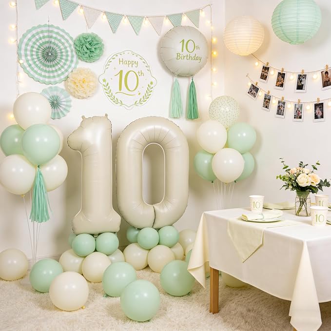 40 In Cream white Number Balloons Helium Foil Mylar Balloon Digital 23 | - Image 4