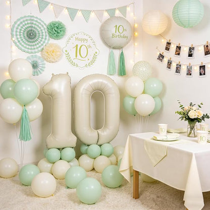 40 In Cream white Number Balloons Helium Foil Mylar Balloon Digital 50 | - Image 5