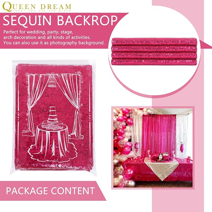 Sequin Backdrop Hot Pink 8ft x 8ft Glitter Photo Booth Backdrop | Sequin Photo - Image 9