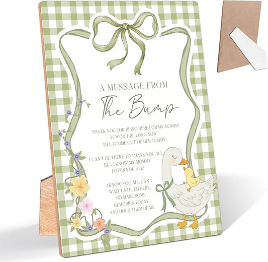 Silly Goose A Message From the Bump Baby Shower Signs, Sage Green Gingham by Unknown