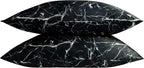 NTBAY 2 Pack Satin Queen Pillowcases for Hair and Skin, Luxurious and Silky Marbling Printed Pillow Cases with Envelope Closure, 20x30 Inches, Black
