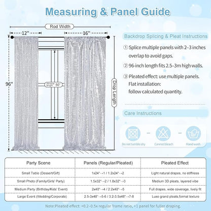 Silver Sequin Backdrop 2 Panels 2FTx8FT Christmas Party Backdrop Curtains | - Image 5