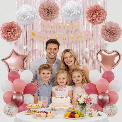 Dusty Pink Happy Birthday Party Decorations - Image 4