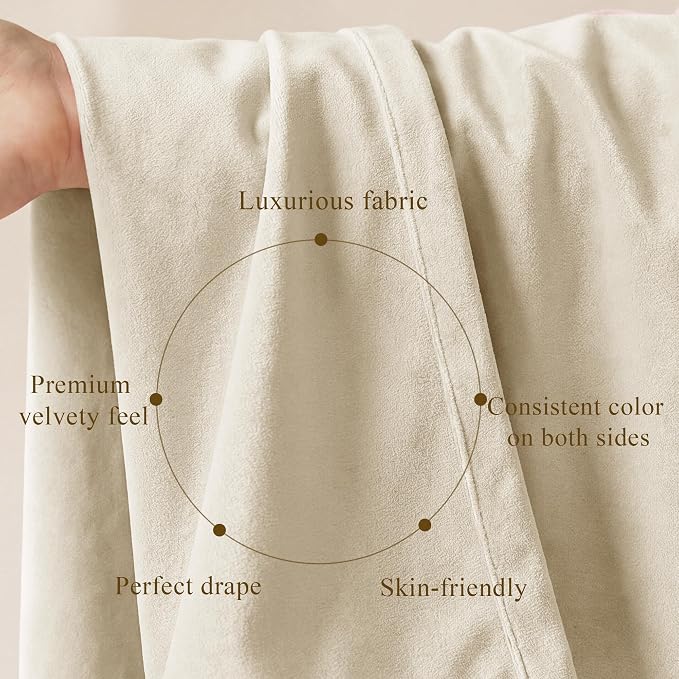 Beige Velvet Drapes Back Tab Privacy - Image 4