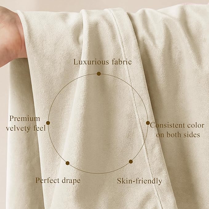 Beige Velvet Drapes Back Tab Privacy - Image 4