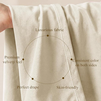 Beige Velvet Drapes Back Tab Privacy - Image 4