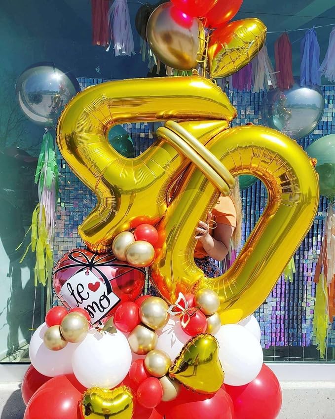 Gold 40 Number Balloons, 40 Inch Giant Number 40 Balloons Foil Mylar Helium - Image 3