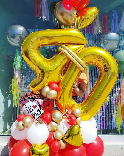 Gold 40 Number Balloons, 40 Inch Giant Number 40 Balloons Foil Mylar Helium - Image 3