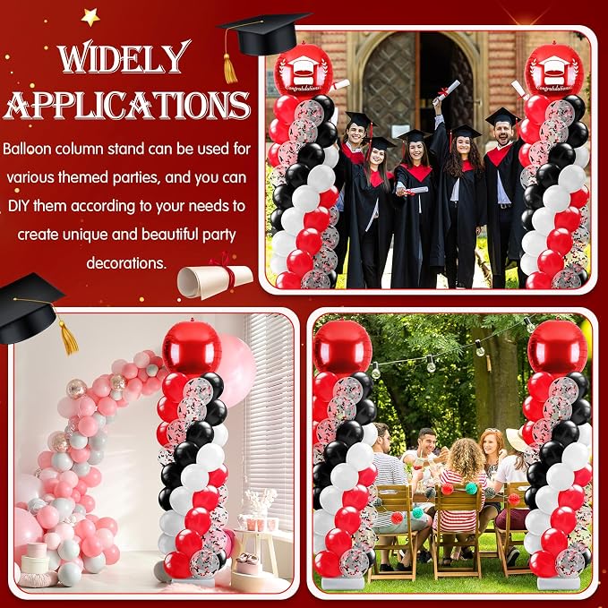 2 Sets Red Black and White Balloon Column Stand Kit, Adjustable Floor Balloon - Image 6