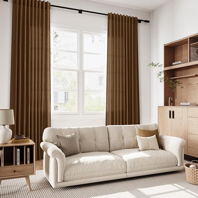 Tobacco Brown Linen Curtains 72 inch Length - Image 5