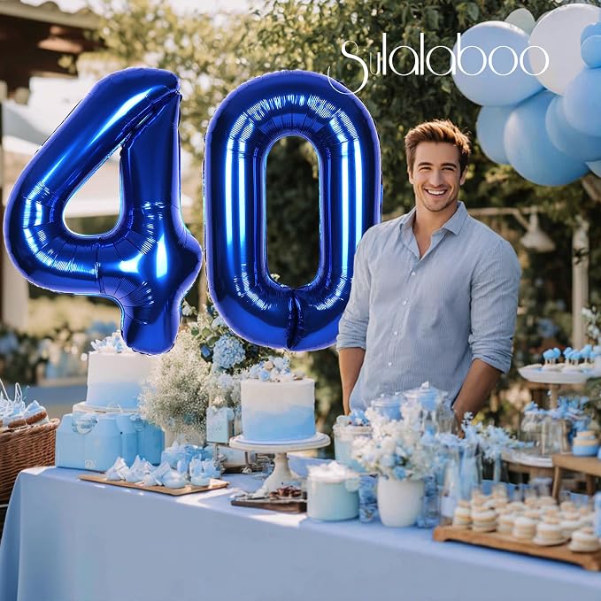 40 Inch Navy Blue Big Number 40 Balloon 0-9 Large Helium | Royal Blue Balloons - Image 3