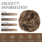Large Messy Bun Hair Piece Curly Synthetic Extensions Scrunchies Fake Chignon Updo Hairpieces for Women Beige Bronde Mixed Chestnut Brown