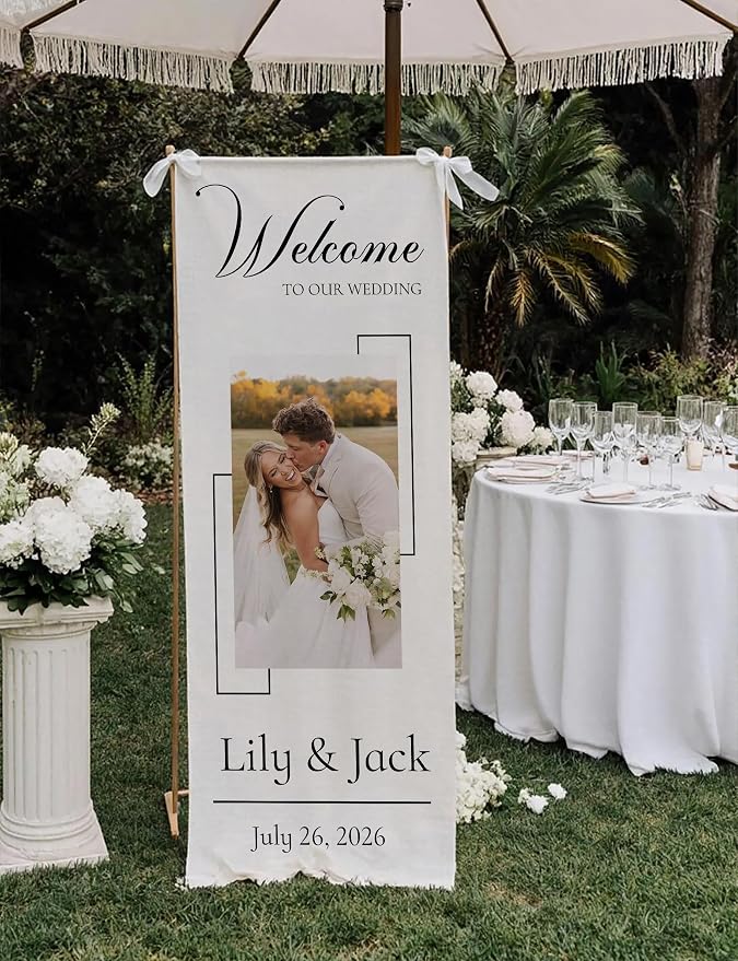 Custom Wedding Welcome Sign Linen - Image 4
