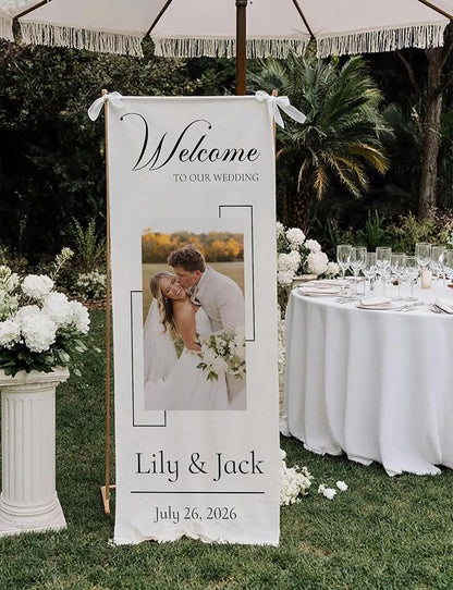 Custom Wedding Welcome Sign Linen - Image 4