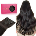 WENNALIFE Clip in Hair Extensions Real Human Hair, 12 Inch 80g 7pcs Remy Hair, Dark Brown Straight Natural Extensiones De Cabello Humano Con Clip Ins