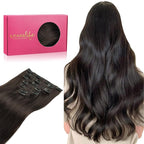 WENNALIFE Clip in Hair Extensions Real Human Hair, 12 Inch 80g 7pcs Remy Hair, Dark Brown Straight Natural Extensiones De Cabello Humano Con Clip Ins